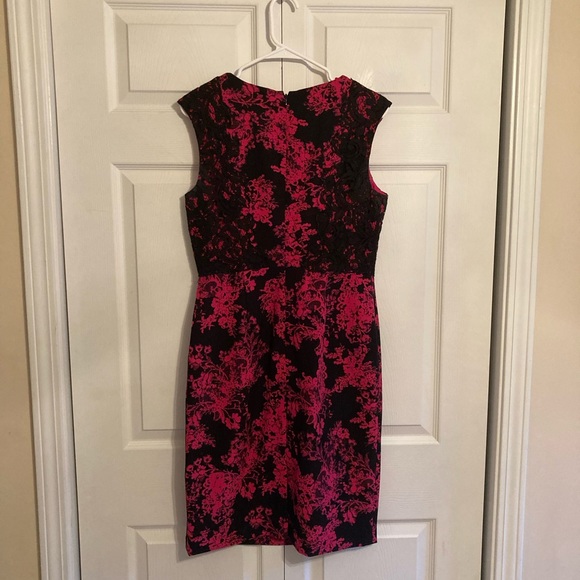 Adrianna Papell Fuchsia and Black Print Dress - Picture 4 of 5